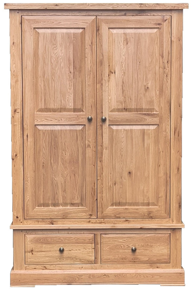 French Rustic Large Wardrobe with 2 Drawers