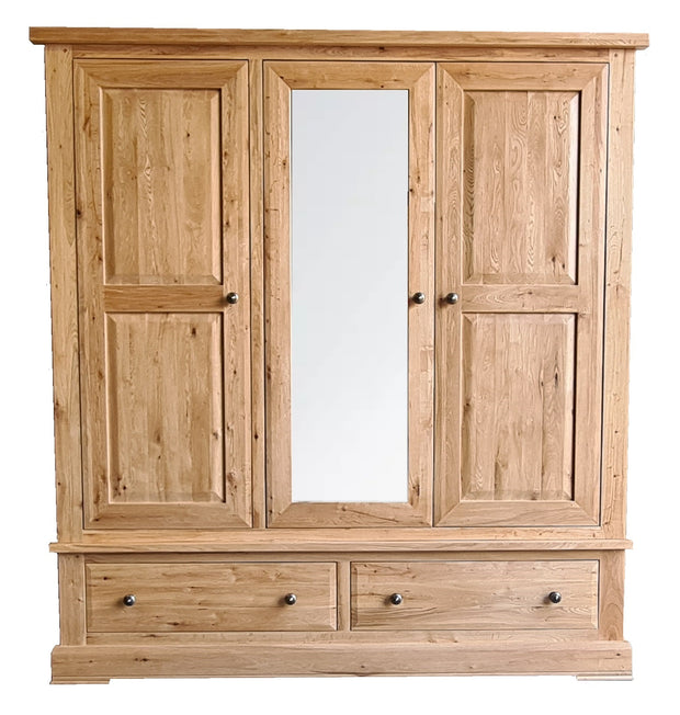 French Rustic Triple Wardrobe with 2 Drawers