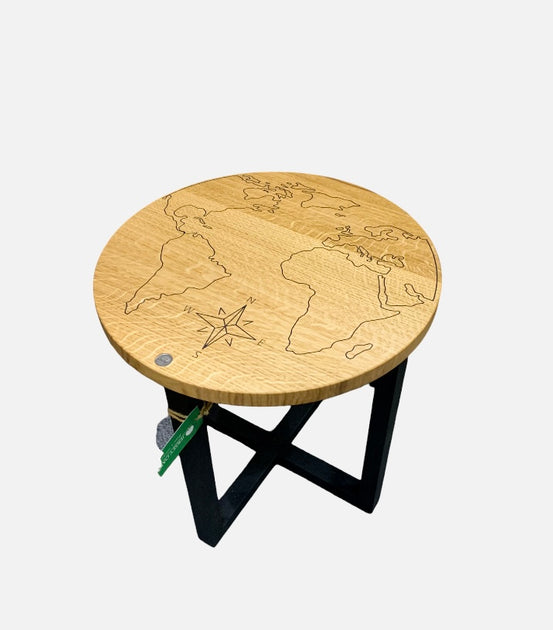 World Map Side Table Jersey Oak Furniture