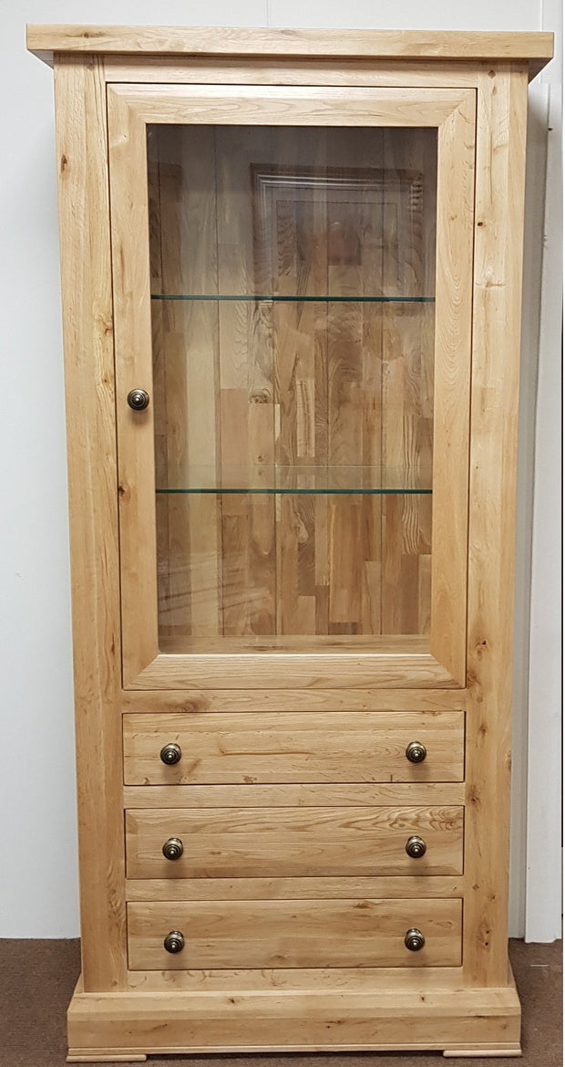 French Rustic 3 Drawer Display Cabinet