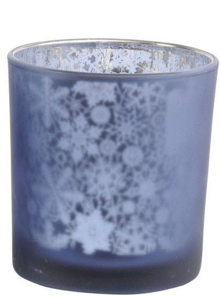 Festive Blue Snowflake Tea light Holder