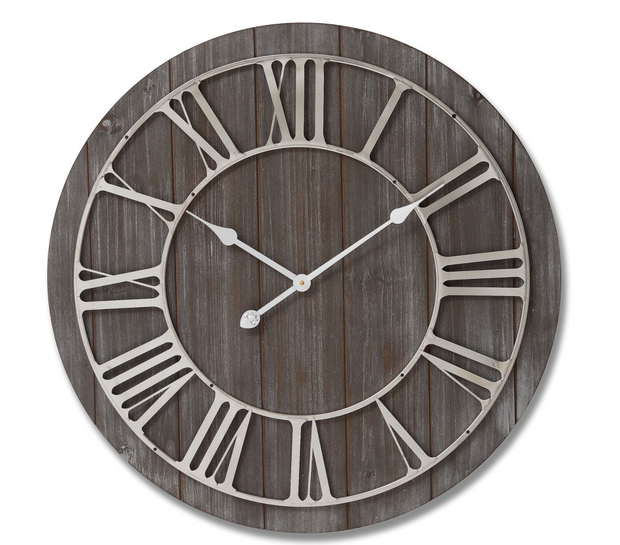 Wooden Clock with Nickel Detail