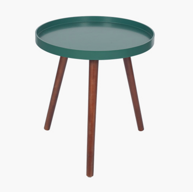 Halston Forest Green and Brown Pine Wood Round Table