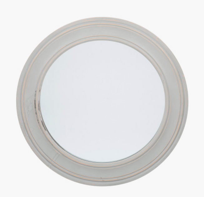 Washed Grey Wood Round Wall Mirror Small Jersey Oak Furniture