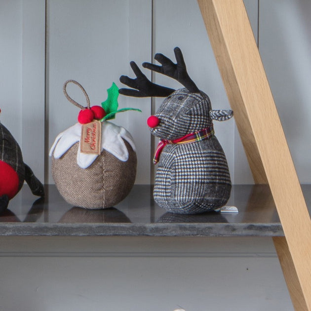 Tartan Reindeer Doorstop Jersey Oak Furniture
