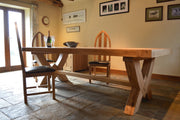 Grand French Rustic Oak Fixed Top Dining Table