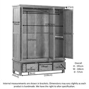 Derwent Triple Wardrobe with 3 Drawers