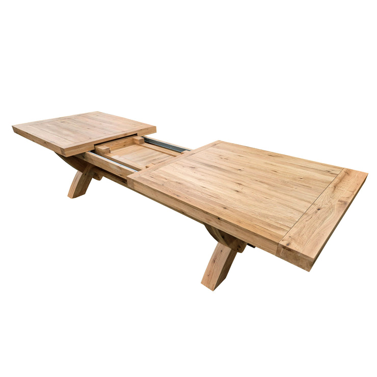 Grand French Rustic Oak Extending Dining Table – Jersey Oak Furniture