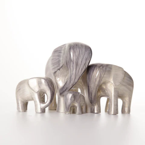 Brushed Silver Elephant, Trunk Down