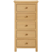 Morecombe Oak 5 Drawer Tall chest