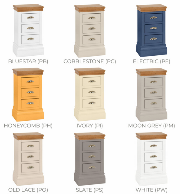Lune Compact 3 Drawer Bedside Table