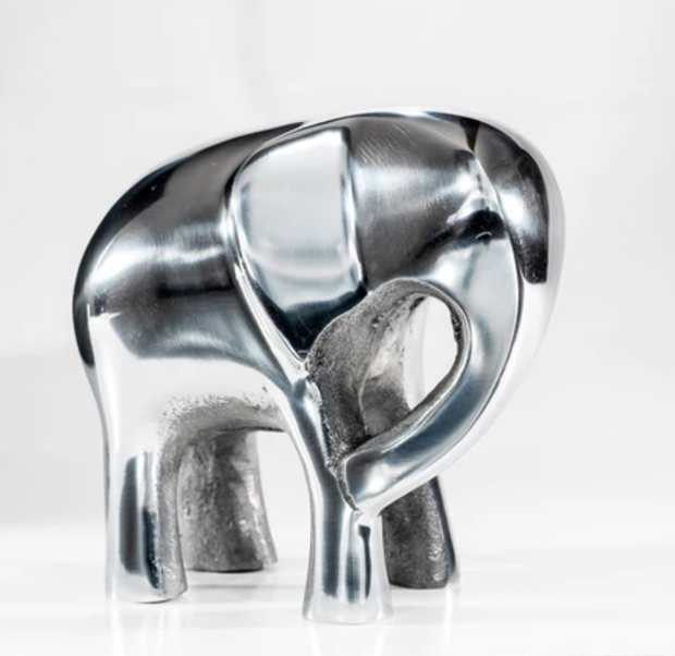 Polished Silver Elephant, Trunk Down