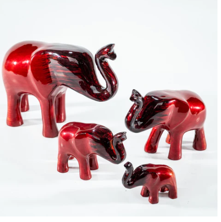 Brushed Red Elephant, Trunk Up