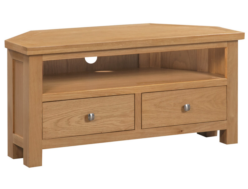 Derwent Large Corner TV Unit – Jersey Oak Furniture