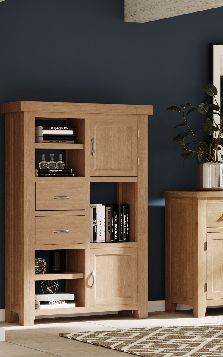 Winchester Oak Tall Display Unit – Jersey Oak Furniture