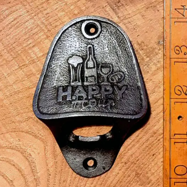 Wall Mounted Bottle Opener, Happy Hour