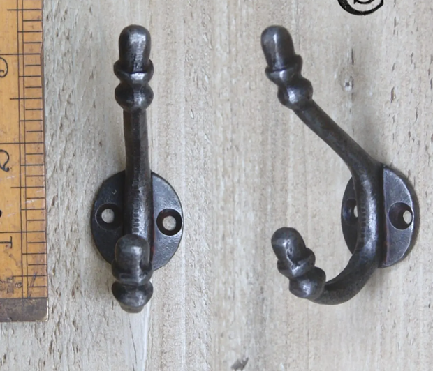 Antique Iron Childs Hat and Coat Hook, Acorn top