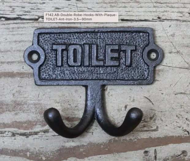 Double Robe Hook on Toilet plaque