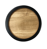 Round Oak Dish with Black Accents