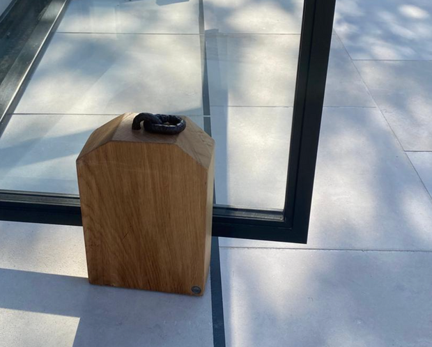 Heavy Oak Doorstop (With Up-cycled Jersey Mooring Chain)