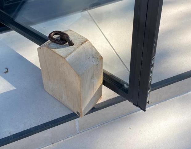 Heavy Oak Doorstop (With Up-cycled Jersey Mooring Chain)