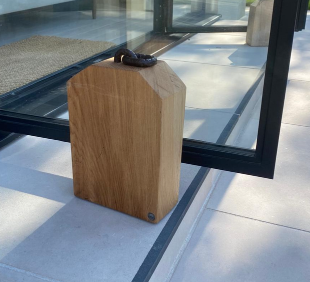 Heavy Oak Doorstop (With Up-cycled Jersey Mooring Chain)