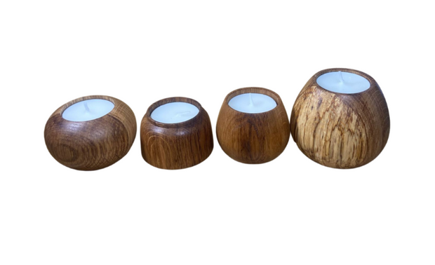 Wood Turned Oak Candles