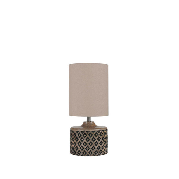 Short Wooden Diamond Table Lamp