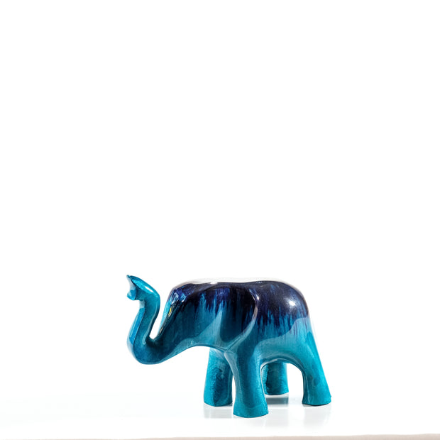 Brushed Aqua Elephant, Trunk Up