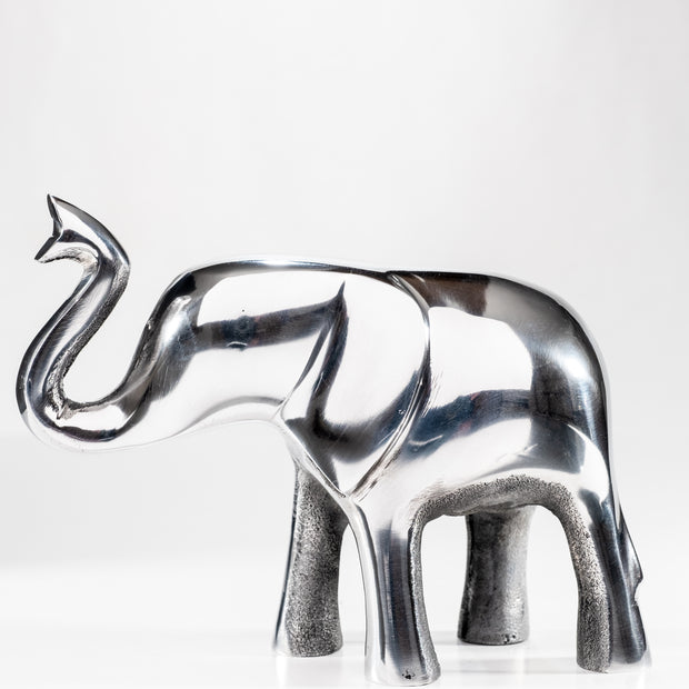 Polished Silver Elephant, Trunk up