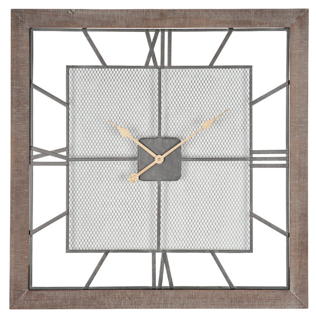 Natural Wood Square Metal clock