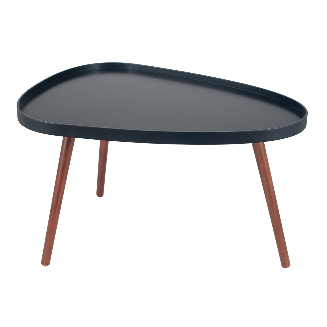 Black MDF & Brown Pine Wood Teardrop Coffee Table K/D