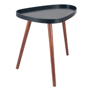 Black MDF & Brown Pine Wood Teardrop Side Table K/D