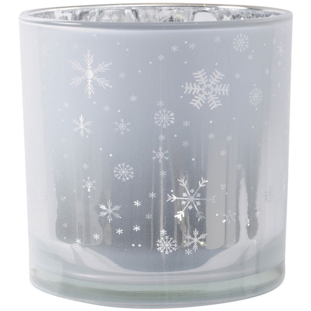 Snowflake White & Silver Candle Holder
