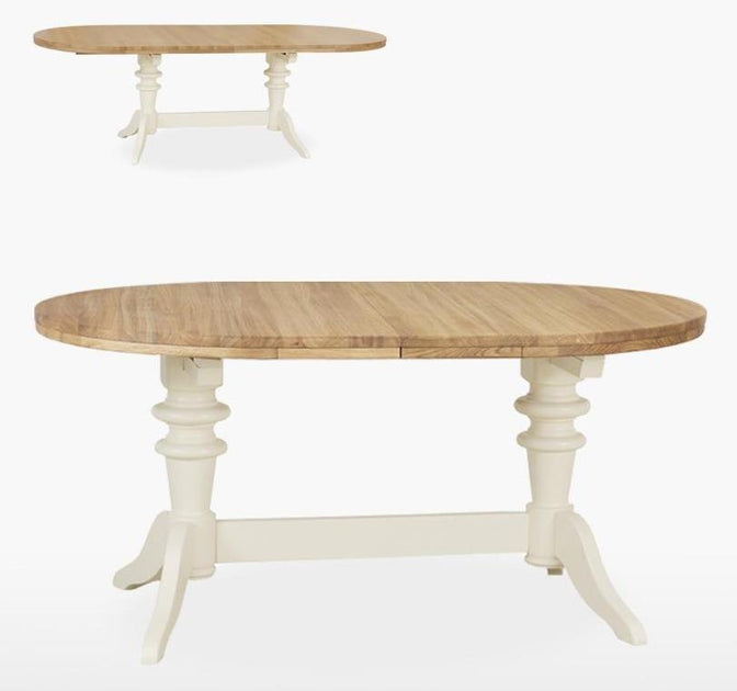 Colorado Table Oval, Extending, Double Pedestal Jersey Oak Furniture