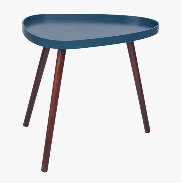 Sapphire Blue MDF and Brown Pine Wood Teardrop Table K/D
