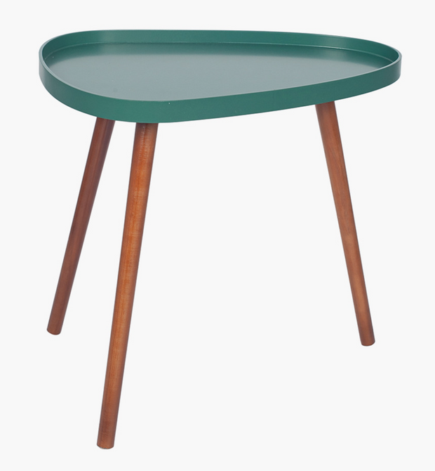 Forest Green MDF and Brown Pine Wood Teardrop Table