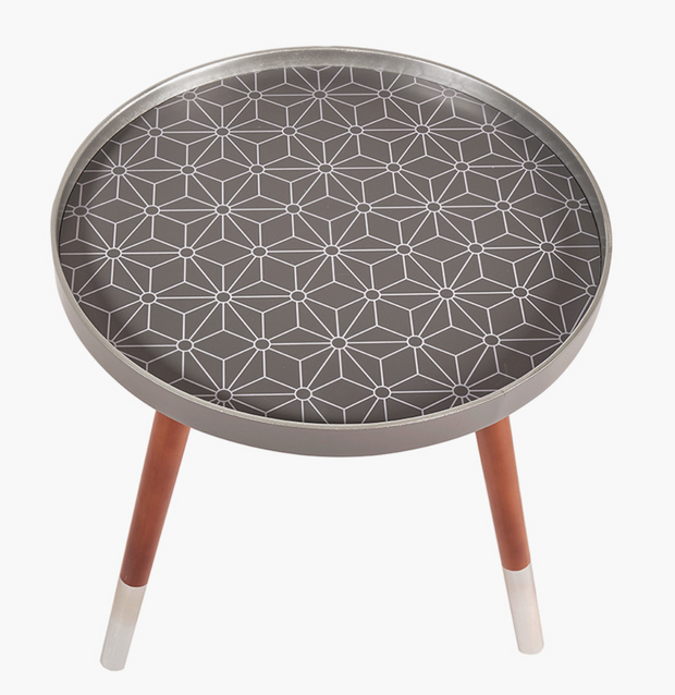 Peretti Steel Grey Floral Design Table
