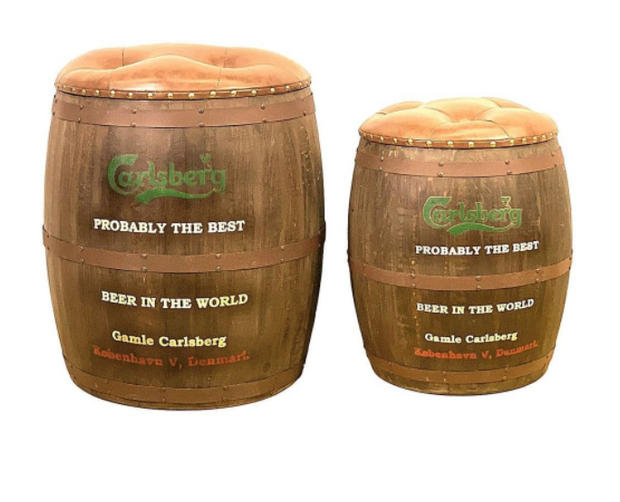 Carlsberg Wood Barrel Storage Stools