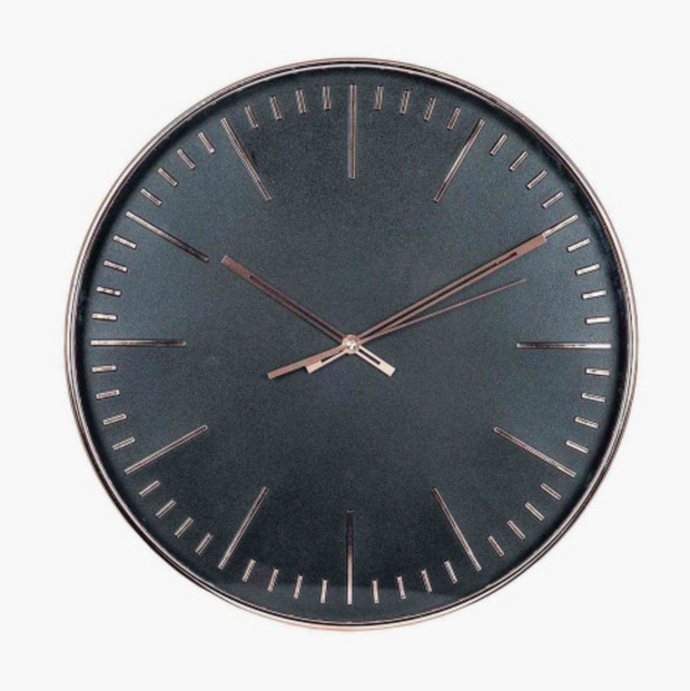 Copper and Black round Wall Clock – Jersey Oak Furniture