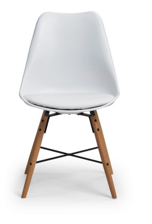 "KARI" Dining Chair - White Seat and oak Legs
