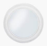 Washed White Wood Round Wall Mirror Small
