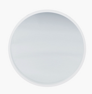 Glossy White Wood Round Wall Mirror