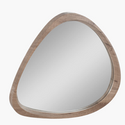 Dark Wood Veneer Curved Wall Mirror