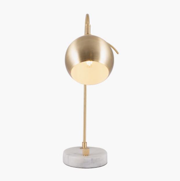 Feliciani Brushed Brass Metal and White Marble Task Lamp