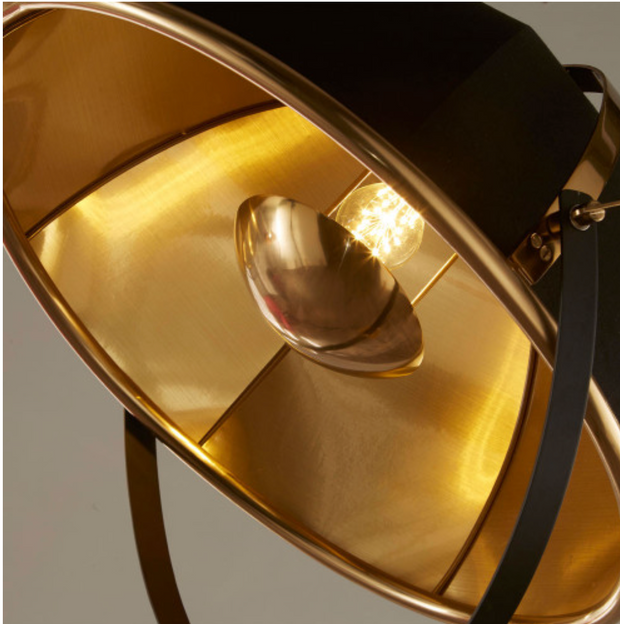 Elstree Black and Gold Metal Tripod Floor Lamp