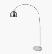 Feliciani Brushed Silver Metal and White Marble Floor Lamp