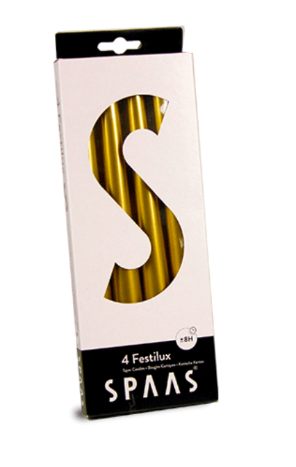 Taper Candle pack of 4, gold