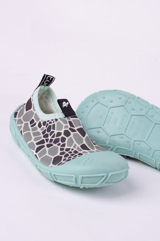 Turtl Aqua Shoes with Turtle Shell Print - Aqua