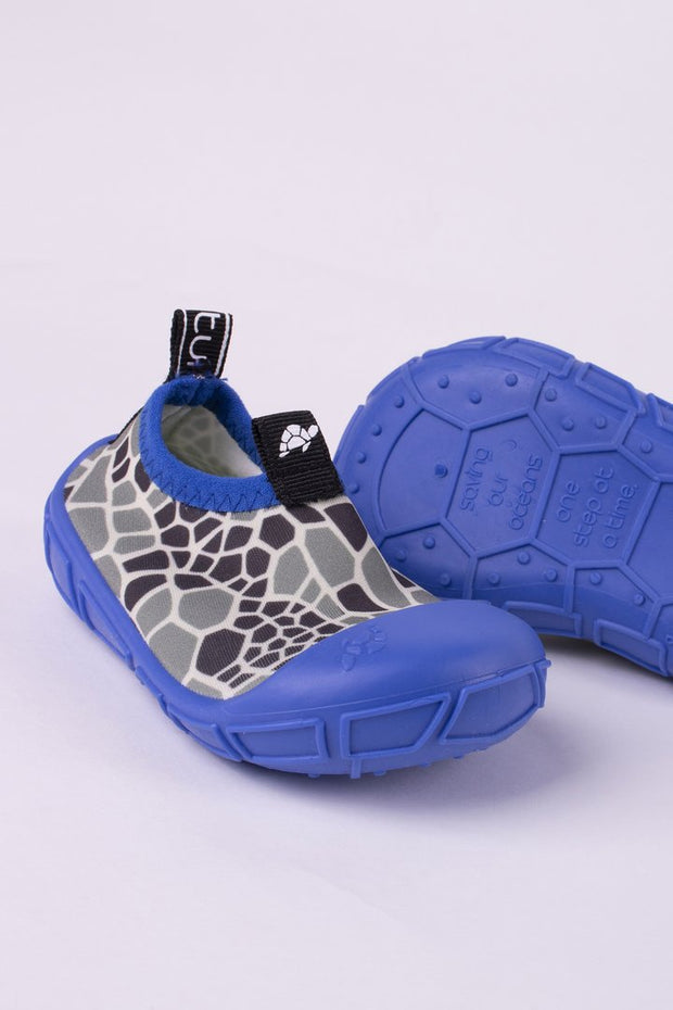 Turtl Aqua Shoes with Turtle Shell Print - Blue
